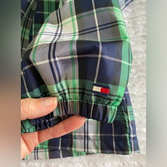 Tommy Hilfiger Coat Jacket Green Blue Plaid Golf Wind Breaker size Medium - Picture 7 of 11